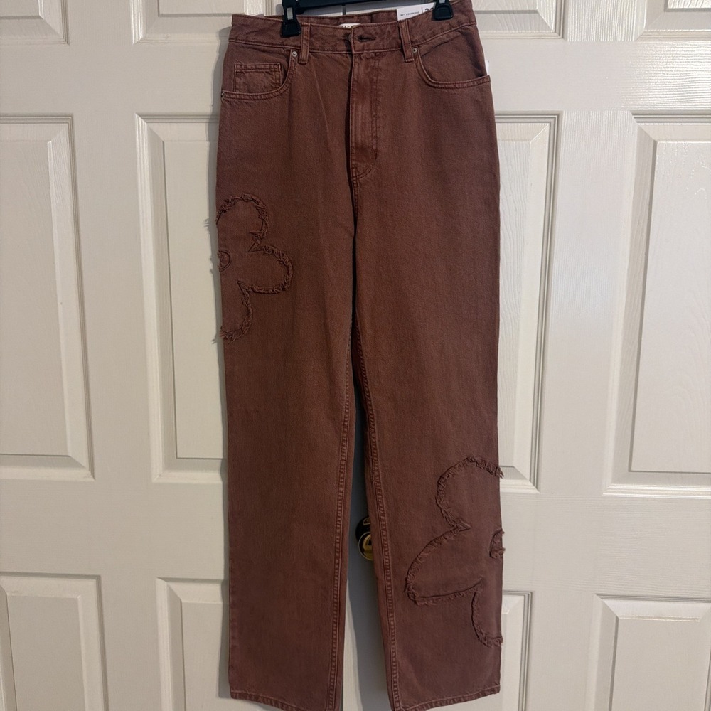 PacSun‎ 90s Boyfriend Jeans 29 Mauve Flower High Rise Straight Leg Y2K Boho NWT